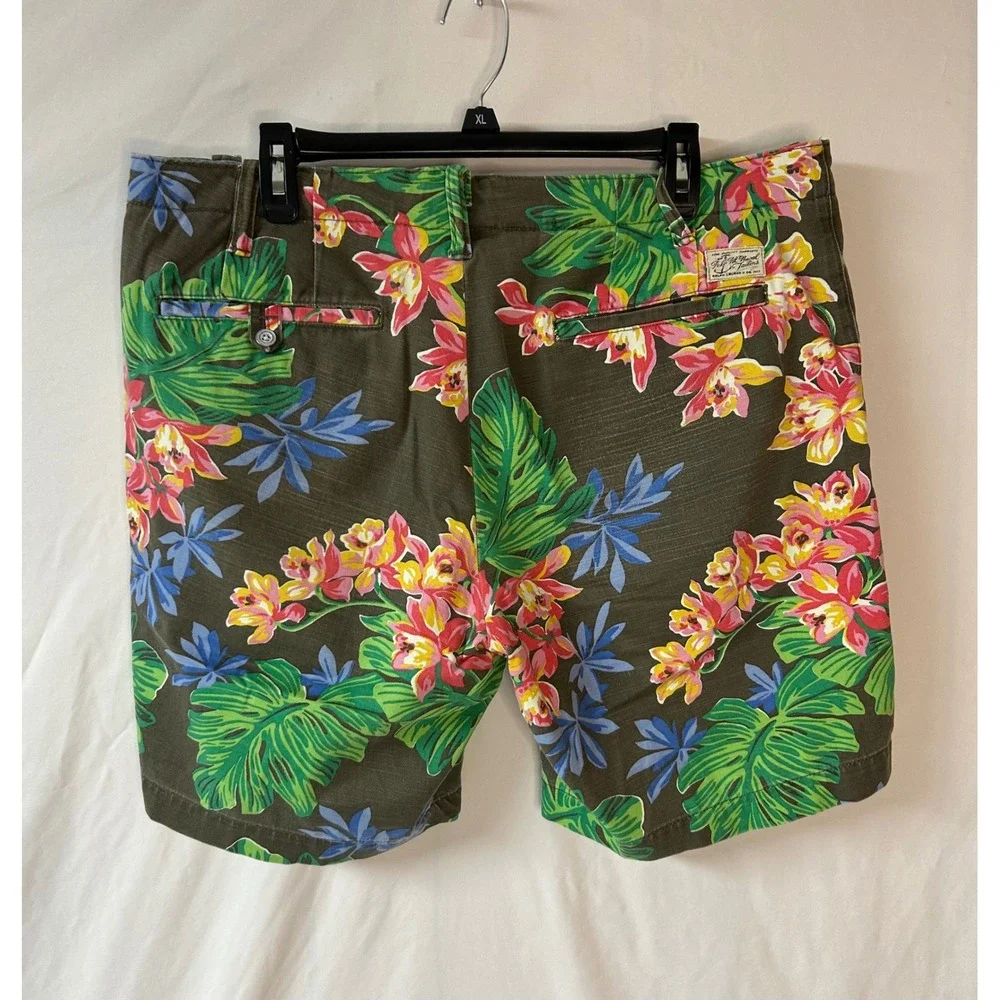 Polo Ralph Lauren Mens 36 Tropical Floral Shorts Straight Fit Green Pink Orchid